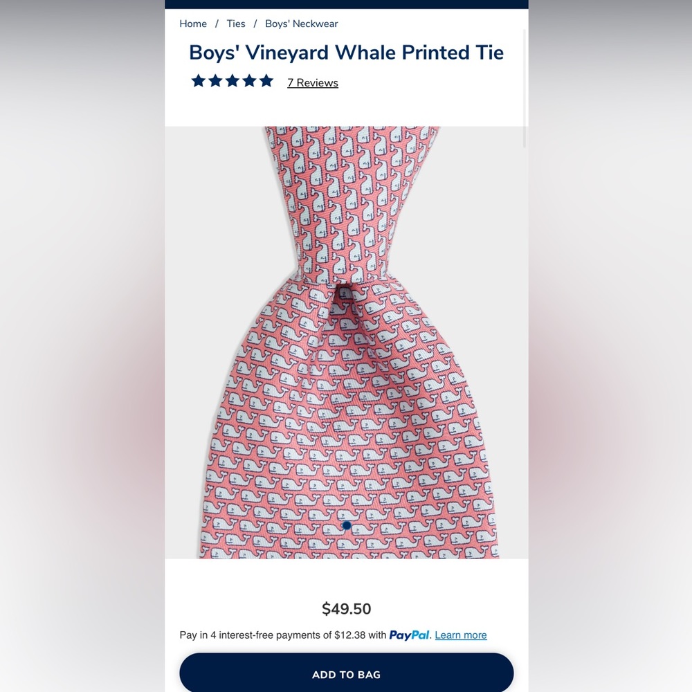 Vineyard Vines boys Whale Printed tie pink with light blue whales